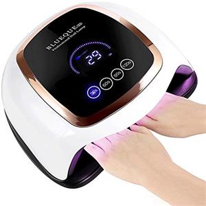 ZPQAODI Lampada per unghie LED UV da 168 W, lampada per unghie, lampada professionale con 4 timer, sensore a infrarossi, touch screen, piastra magnetica rimovibile, adatta per tutti i gel