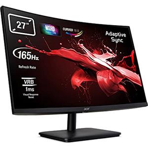 Acer ED270UPbiipx Monitor Curvo Gaming Adaptive Sync, 27, 2560 x 1440, Display VA WHQD, 165 Hz, 1 ms, 16:9, HDMI (1.4), DP, 100M:1, Lum 250 cd/m2, ZeroFrame, Audio Out, Cavi HDMI, DP Inclusi, Nero