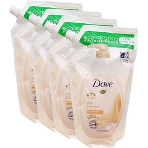 Dove 4x Dove Eco-Ricarica Bagnodoccia Idratante Seta Preziosa Bagnoschiuma Pelle Effetto Seta - 4 Ricariche da 720 ml