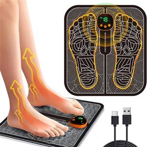 LEMENG Massaggiatore Piedi,EMS Massaggiatore per Piedi,Massaggiatore Plantare Elettrico Pieghevole e Portatile,per la Circolazione Sanguigna e il Sollievo dal Dolore Muscolare,8 Modalità e 19 Intensità