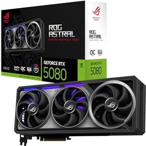 ASUS ROG Astral GeForce RTX 5080 OC Edition, Scheda Grafica NVIDIA 16 GB GDDR7, 256 bit, PCIe 5.0, HDMI, DisplayPort, Quattro Ventole Assiali, GPU Tweak III, Nera, ROG-ASTRAL-RTX5080-O16G-GAMING