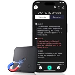 Dittybuy Registratore Vocale AI 64GB - Trascrizione e Sintesi Automatica con ChatGPT-4o, Supporta 102 Lingue, Controllo Tramite App, Ideale per Chiamate, Riunioni e Colloqui