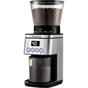 AMZCHEF Macina Caffe' Elettrico | Macina Caffe' elettrico Regolabile con 30 Livelli di Macinatura | Macina Caffe' Elettrico per Moka Espresso Professionale | Coffee Grinder con LCD e Timer Digitale
