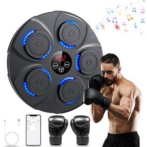 NVKHG Macchina da Boxe Musicale,Macchina da Pugilato Electrónica Ortatile Bluetooth da Parete per Adulti e Bambini, con Guantoni da Pugilato, Attrezzatura da Pugilato Ideale per Casa, Ufficio, Gimnasio