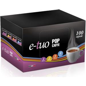 Pop Caffè E-Tuo Deciso - 100 Capsule Compatibili con Fior Fiore e Lui, Gusto Intenso e Crema Densa