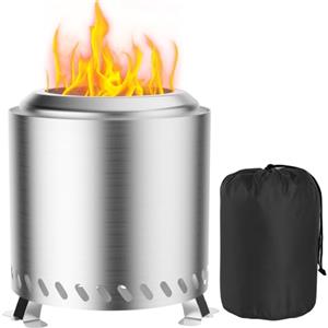 Fillis Braciere per esterni, 22x22x26cm Senza fumo in acciaio inox mini caminetto da tavolo con custodia balcone terrazza e giardino, decorazione ideale per barbecue in legno