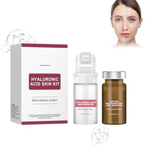 HASAIKA® sistema viso con siero, Sistema di micro infusione per labbra, Dermaroller Viso, Siero per il viso profondamente idratante per tutti i tipi di pelle