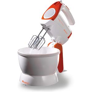 Ariete 1565 Mixy Professional - Sbattitore elettrico con ciotola rotante - 5 velocità - 2 set di fruste in Acciaio Inox - 2,4 L - 300 Watt - Arancione