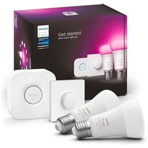 Philips Hue White & Col. Amb. E27 - Set di 2 starter con Smart Button 2 x 800 lm 75 W
