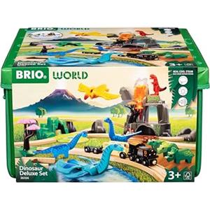 BRIO World - Set Deluxe Ferrovia a Tema Dinosauri, Set Costruzioni Trenino in Legno, Giocattolo per Bambino e Bambina 3+ Anni