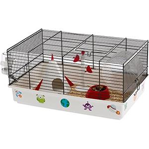 Ferplast Gabbia per Criceti CRICETI 9 SPACE, Gabbietta in Metallo Verniciato e Plastica, Adesivi e Accessori Inclusi, 46 x 29,5 x h 23 cm.