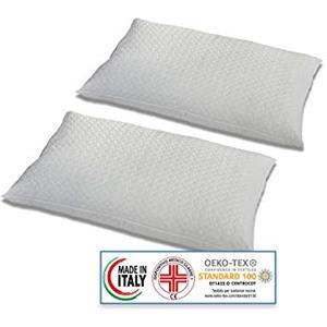 Materassimemory.eu - Coppia di Cuscini Tulip Med Fiocco di Memory Foam con Tessuto Traspirante 2 guanciali 40x70 cm Formato saponetta Ideale per cerviale e Adatto a Tutti materassi e Letti