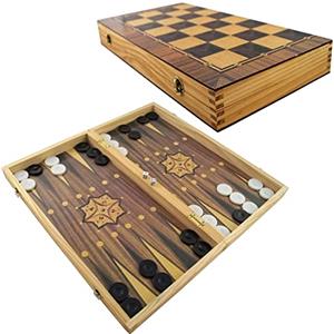 PrimoLiving Set Backgammon Deluxe in legno - 40x40 cm - inclusa scacchiera