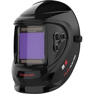 YESWELDER Maschera Saldatura Autoscurante Colore Vero, 10X9 cm Casco per Saldatura Grande Schermo, Solar Power/Pila Sostituibile, 4 Sensori d'arco Ampio schermo 4/5-9/9-13 per TIG MIG ARC CUT GRIND