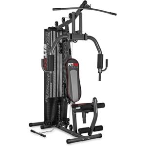 FITFIU Fitness GYM-200 - Macchina palestra multifunzione fitness, Stazione Multifunzione con pesi e bicipiti panca scott, Macchina da palestra allenamento completo tronco superiore e inferiore