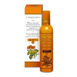 L'Erbolario Olio Solare Elasticizzante SPF6 con Calendula Jojoba Mallo Di Noce 100 ml