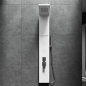 Generico Colonna doccia pannello idromassaggio effetto cascata, soffione, doccetta design (BIANCO)