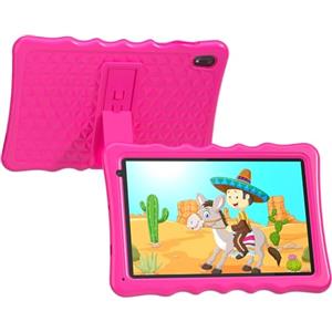 Tibuta Byybuo Tablet per Bambini, 10.1 Pollici Android 13, 32GB ROM 5000mAh, Bluetooth, WiFi, Controllo Genitori, Doppia Fotocamera, Custodia Antiurto (Rosa)