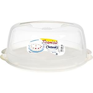 Tontarelli Portatorte Tiramisù con Coperchio - Diametro 30 cm, Colore Panna, Idoneo al Contatto con Alimenti