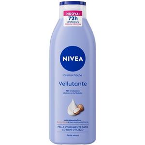 Nivea Crema Corpo Vellutante 250ml - Idratazione 72h con Acido Ialuronico e Burro di Karité per Pelle Secca