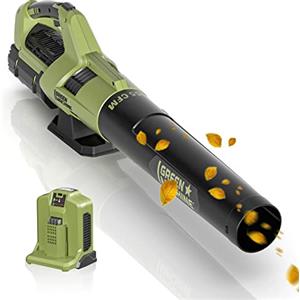 GREEN MACHINE Hurricane Force 62V 18.5M³/MIN Soffiatore a batteria, brushless a 8 velocità, batteria 4Ah e caricatore rapido 1h per cura prato e manutenzione giardino Leaf Blower