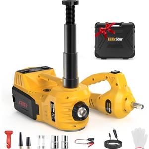 TaskStar Cric per auto Kit, 12V 5 Ton Cric idraulico per auto elettrico (portata: 15,5-45 cm) con chiave elettrica e gonfiatole, Professionale per auto Pickup emergenza Cambio gomme Garage Riparazione