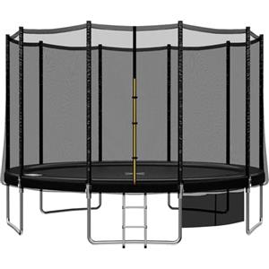 TRIUMPHKEY Trampolino da giardino per bambini, Ø 183/228/305/366/427 cm, completo di rete di sicurezza, scala, copertura bordo, portata 150 kg, colore nero