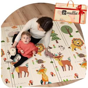 Mallie® Tappeto Gioco Bambini XXL 180x150 con borsa per il trasporto inclusa | Tappeto Neonato Faltbar e Palestrina Montessori | Tappetino Tummy Time Neonati, Tappeto Sensoriale Morbido per Cameretta