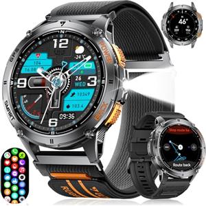 ESFOE Orologio Smartwatch Uomo GPS con 5ATM Impermeabile Smart Watch Militare Nuoto, Bussola/Barometro Pressione/Altimetro, 1,43'' HD AMOLED Fitness Watch con Frequenza Cardiaca/SpO2 per Android iOS
