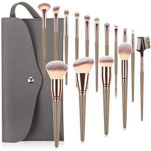 XYTAHDM 15 Pezzi Set Pennelli Make up,Set pennello make up Professionale, con Trousse in Pelle PU, Pennello da Trucco è Adatto per Blusher, Fondotinta Liquido, Eyeliner, Ombretto,Polvere Sciolta