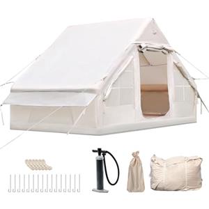 Yorkgargen Tenda da campeggio gonfiabile con apertura del camino e lucernario, tenda da esterno per 4-6 persone con pompa ad aria, tenda gonfiabile in tessuto Oxford impermeabile per 4 stagioni, montaggio rapido