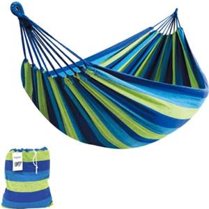 MAGIC SELECT Amaca in Cotone per giardino, terrazze, viaggi, campeggio. Amaca per 2 persone all'aperto con borsa per il trasporto inclusa. (Peso fino a 150 kg - Misure 150 x 180 cm)