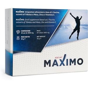 RISE UP! MAXIMO MAXIMO RiseUp Integratore per Uomo | 1 Confezione 30 Compresse Effetto Duraturo | Con Maca Tribulus Taurina Zinco Vitamina E | Energia Vigore Nelle Prestazioni
