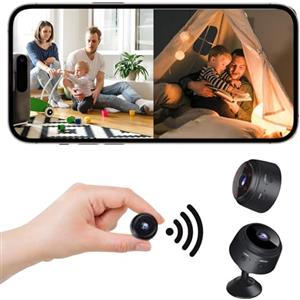 FTJKGH Telecamera Spia Wifi Interno, 1080P HD Mini Telecamera Nascosta Mini Videocamera Sorveglianza Interno con Visione Notturna e Scheda SD 8GB, Senza Fili Microcamera per Casa,Lunga Durata Batteria