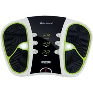 WeightWorld Massaggiatore con Tecnologia TENS ed EMS, per 30 Miniuti di Utilizzo | Massaggiatore Plantare, Elettrostimolatore a Impulsi Elettrici, 4 Elettrodi TENS, EMS, Telecomando, Custodia, Certificato CE