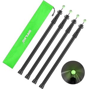 SAN LIKE Pali Tenda Campeggio Regolabile 2,45 m, Asta Telescopica per Tende, 4 Pezzi Pali Telescopici Campeggio in Alluminio Palo per Tenda da Campeggio Pieghevole (Nero)