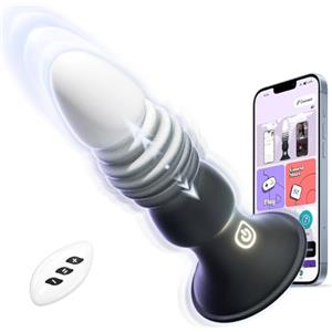 Amoochoo Sex Toys Plug Anale Vibratore per Uomo Donna - Stimolatore Prostata Vibratori Anal Plug Sex Toy 7 Vibrazione 7 Spinta, Massaggiatore Prostatico Sexytoysys per Uomini Coppia Gay con App & Telecomando