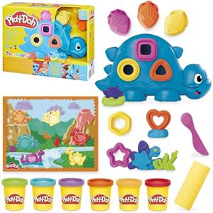 Play-Doh Il mio Primo Dino Forme e Colori - Set Creativo con 6 Vasetti di Pasta Modellabile e 11 Accessori per Bambini dai 2 Anni