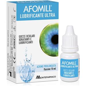 Afomill Lubrificante Ultra Gocce Oculari 10 ml - Soluzione Isotonica con Acido Ialuronico e Camomilla