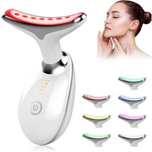Wuiil Massaggiatore Viso Antirughe,7 Colori Lampada Di Bellezza,Radiofrequenza Viso,3 Modalità Di Massaggio,Riscaldamento Termostatico Automatico a 45°c,Massaggio a Vibrazione Intelligente