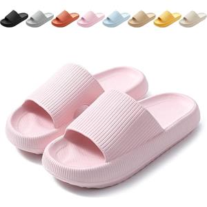 Calish Ciabatte Uomo Donna Casa Aperte Pantofole Comode Slide Ciabatte Nuvole Ultra Morbide Pantofola Sandalo Estive Ciabatte da Mare Spiaggia Piscina Unisex, Bianco sporco, 36-37 EU