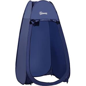Outsunny Tenda da Doccia Pop Up Impermeabile con Ingresso a Cerniera, Tenda da Spiaggia in Poliestere, Tessuto Oxford e Plastica, 100x100x185 cm, Blu Navy