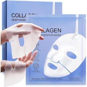 Generico 6 pezzi Maschera viso al collagene, maschera viso al collagene antirughe idratante profonda per la cura della pelle, elastica, rassodante, idratante