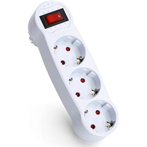 Aigostar Presa Piatto Schuko Tripla,Presa Multipla con Interruttore ed Protezione Bambini,Adattatore 3 prese Universali Standard Tedesco,Bianco