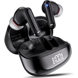 buwy Cuffie Bluetooth, Auricolari Bluetooth 5.4 con 4 ENC Mic, 50Ore Cuffie Wireless In Ear Immersive HiFi Stereo, Cancellazione Rumore, IP7 Impermeabili, LED Display Cuffiette Senza Fil per Android/iOS