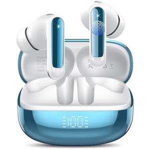 buwy Cuffie Bluetooth, Auricolari Bluetooth 5.4 Stereo Cuffie Wireless In Ear con 4 ENC Mic, IP7 Impermeabili Cuffie Bluetooth Sport Bassi Immersive Hi-Fi Stereo, 48H Auricolare Bluetooth con Display LED