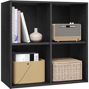 WOLTU Libreria Moderna Mensola di Legno a 4 Cubi Scaffale da Esposizione Porta Libri per Casa Ufficio, Nero