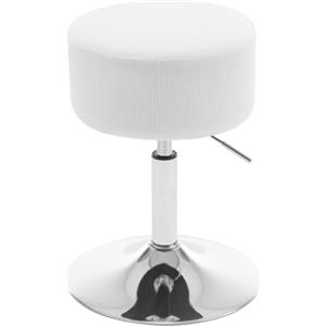 WOLTU Sgabello Basso da Bar, Sgabello Regolabile in Altezza, Sedia da Trucco, Sgabello Girevole con Sedile in Velluto a Coste, Base in Metallo, per Salone, Massaggi, Bianco, BH409ws-1