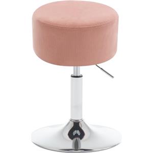 WOLTU Sgabello Basso da Bar, Sgabello Regolabile in Altezza, Sedia da Trucco, Sgabello Girevole con Sedile in Velluto a Coste, Base in Metallo, per Salone, Massaggi, Rosa, BH409rs-1