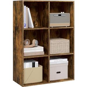 WOLTU Libreria con 6 Cubi, Scaffale per Libri, Libreria Verticale per Camera da Letto, Soggiorno, Studio, Ufficio, Legno Ingegnerizzato, Marrone rustico, 59.6x29x89cm